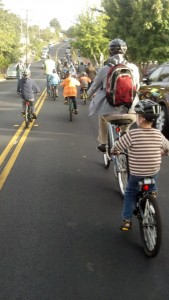 The Albany Peloton rolls down Peralta Avenue for another fun Bike About Town Photo courtesy Amy Smolens