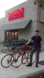 I went to BevMo to pick up something to drink while watching the World Series game and met Paul from Berkeley. He loves BevMo and Albany Strollers & Rollers' new Dero Bike Bike Rack and encouraged me keep on installing them!