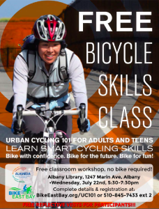 Urban Cycling 101 Classroom Workshop – Albany Library/Community Center @ Albany Library/Community Center | Albany | California | United States