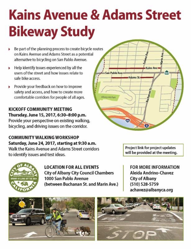 Community Meeting on Kains/Adams Bicycle Boulevards @ Albany City Hall | Albany | California | United States