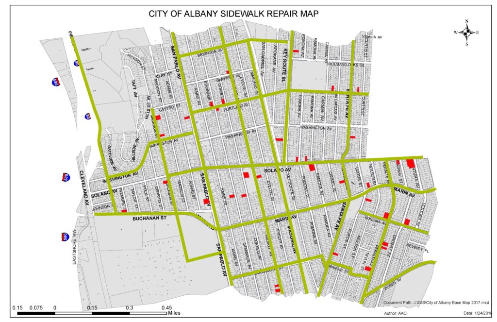 City of Albany Sidewalk Repair Map, 1/24/2018